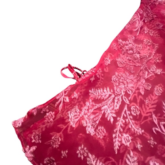VTG Morgan Taylor Intimates Sleepwear Slip Dress Pink Velvet Burnout Sheer Small - Picture 5 of 14